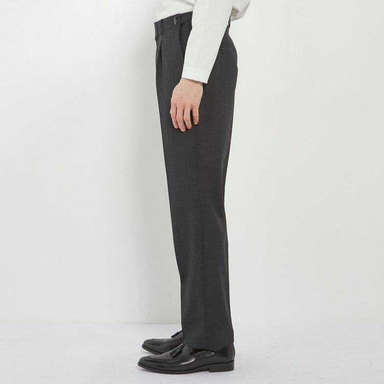 ソノタ 【BLACK LINE】【春夏】1タックワイドシルエットパンツ/グレー×サイロフィル/NEW ZEALAND WOOL MIX Super100’s/※裾上げ必要 グレー濃色