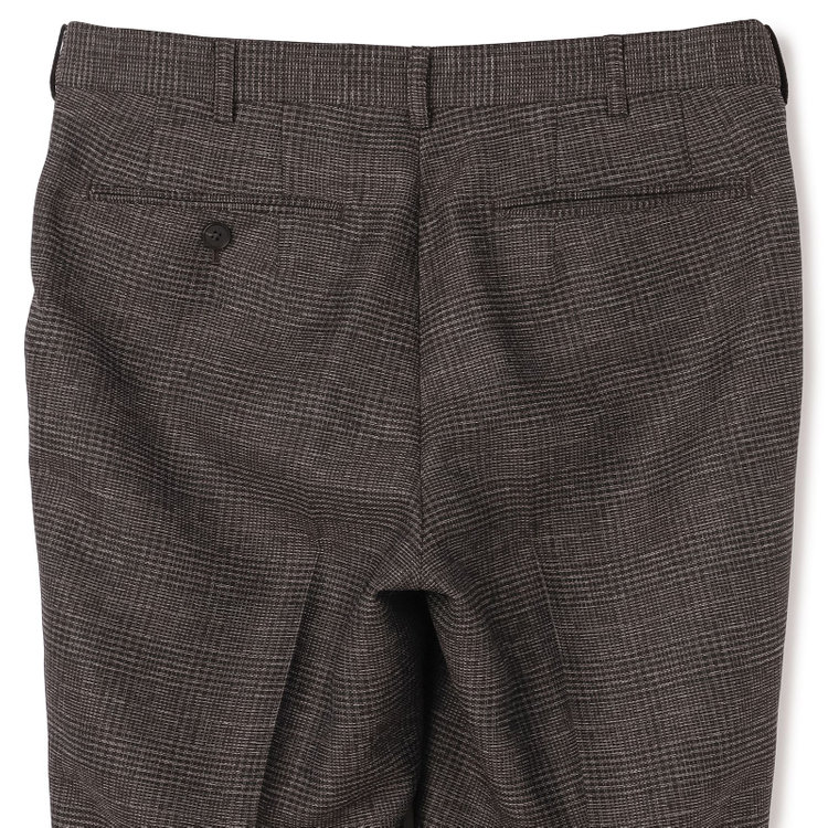 シルバーライン 【5DAYS CLOSET】【RBC】【春夏】1タックテーパードパンツ/ブラウン×チェック/ウエストムーブ仕様/4S SUSTAINABILITY&ECOLOGY FABRIC/※裾上げ必要 茶中間