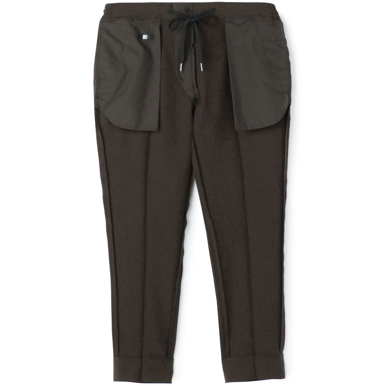 ソノタ 【BLACK LINE】【秋冬】ドローコード0タックパンツ/ブラウン/ウエストシャーリング仕様/※裾上げ済み仕様 茶中間