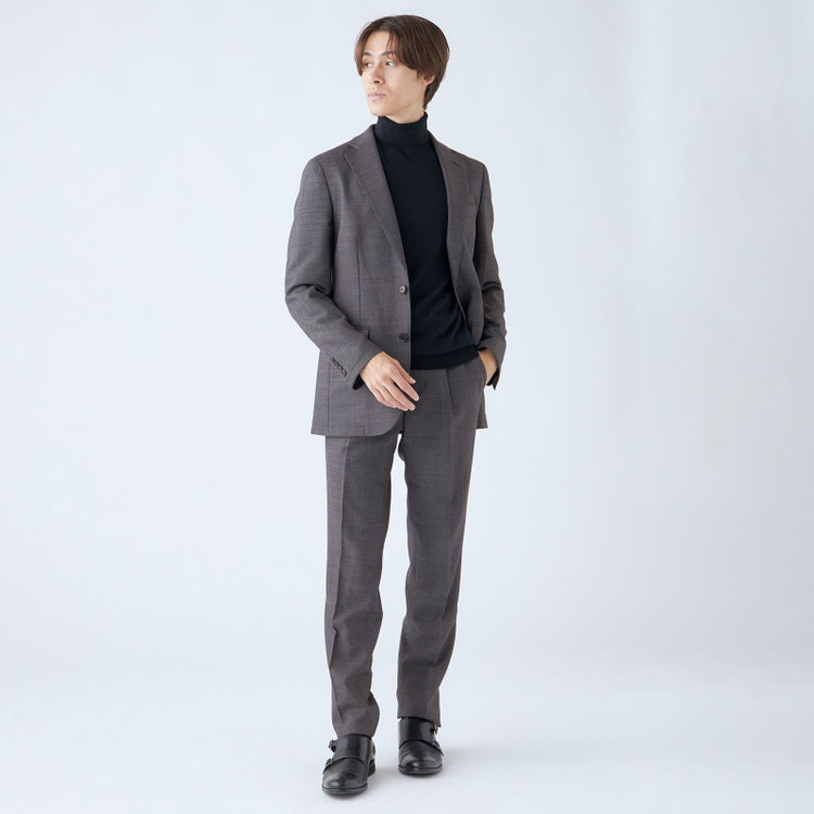 シルバーライン 【RBC】【秋冬】ウールブレンド1タックテーパードパンツ/グレー×バーズアイ/ウエストムーブ/※裾上げ必要 グレー中間