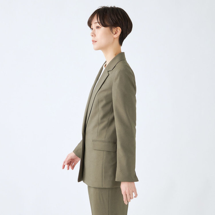 シルバーライン 【発送在庫あり】【SL】【秋冬】1釦シングルパンツスーツ/グリーン/ウォッシャブル/※パンツ裾上げ済仕様 緑中間