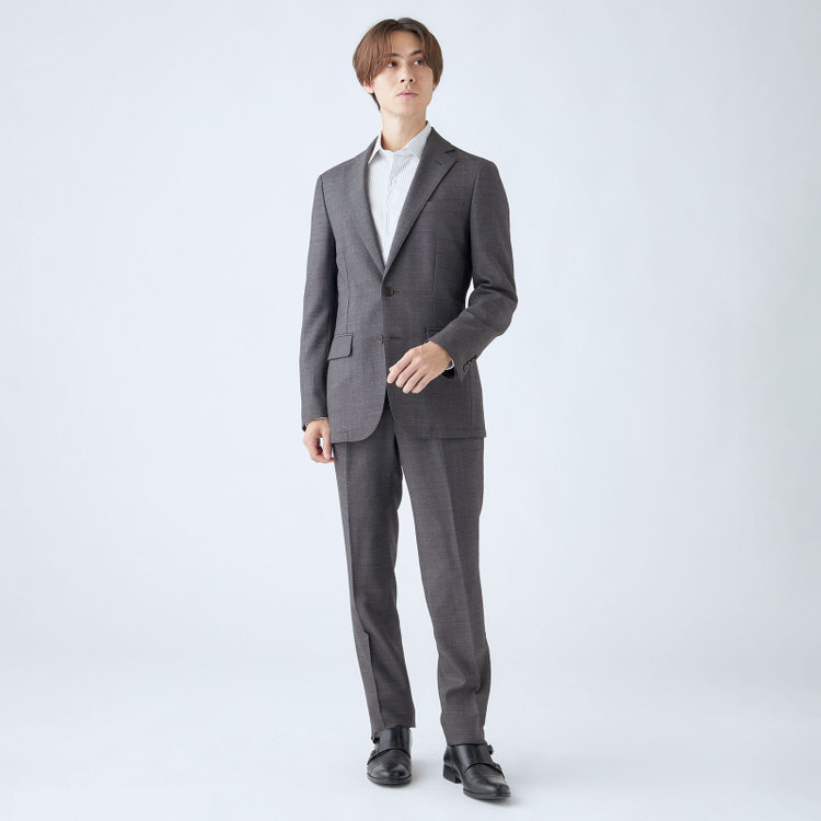 シルバーライン 【RBC】【秋冬】ウールブレンド1タックテーパードパンツ/グレー×バーズアイ/ウエストムーブ/※裾上げ必要 グレー中間