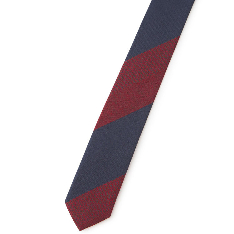 ブラックライン 【BLACK LINE】コットンシルクストライプネクタイ 7.5cm幅/ネイビー×ワイン/ITALIAN FABRICS その他