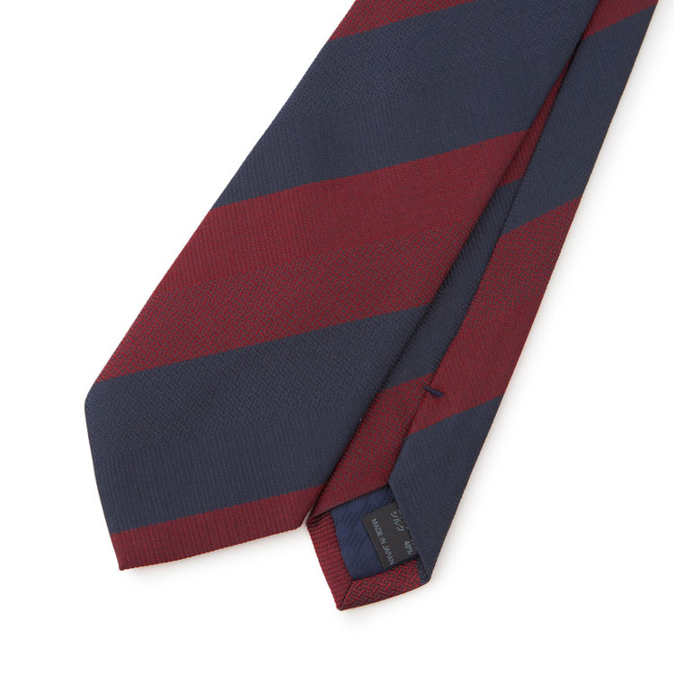ブラックライン 【BLACK LINE】コットンシルクストライプネクタイ 7.5cm幅/ネイビー×ワイン/ITALIAN FABRICS その他