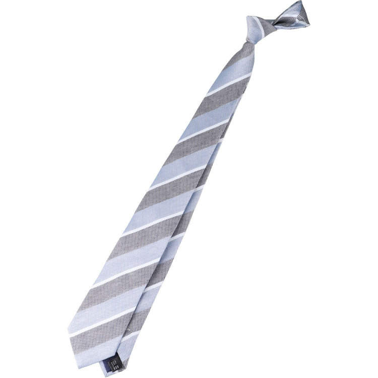 ブラックライン 【発送在庫あり】【BL】リネンシルクコットンストライプネクタイ 7.5cm幅/ブルー×ネイビー/ITALIAN FABRICS ブルー系(青)