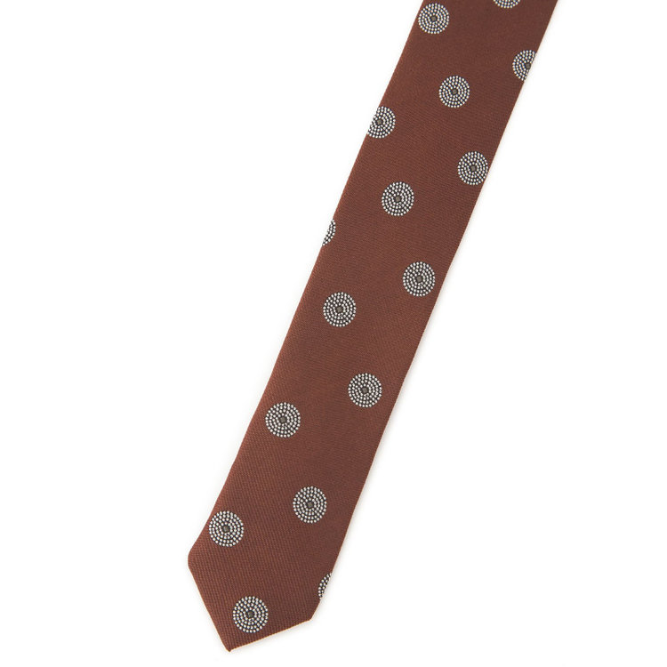 シルバーライン 【SILVER LINE】シルク小紋ネクタイ 8.5cm幅/ダークオレンジ/Finest fabrics by COMO ITALY その他