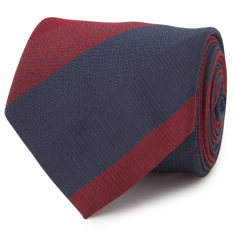 ブラックライン 【BLACK LINE】コットンシルクストライプネクタイ 7.5cm幅/ネイビー×ワイン/ITALIAN FABRICS その他