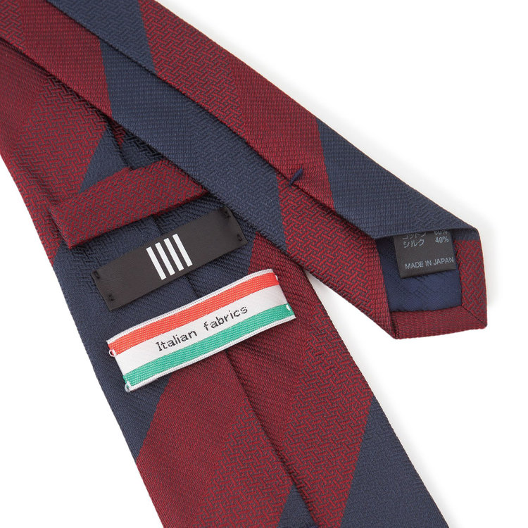 ブラックライン 【BLACK LINE】コットンシルクストライプネクタイ 7.5cm幅/ネイビー×ワイン/ITALIAN FABRICS その他