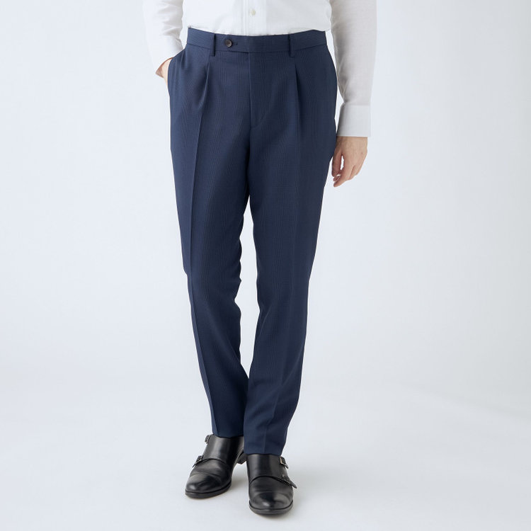 シルバーライン 【CLASSICO TAPERED】【秋冬】2釦シングルスーツ 1タック/ネイビー×グレンチェック/super extra fine merino wool Raymond/※裾上げ必要 紺中間