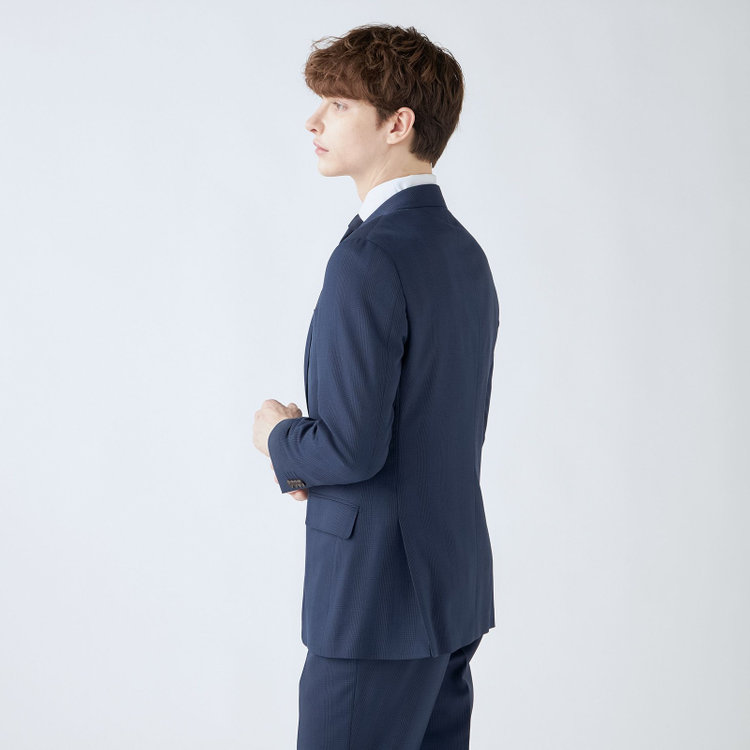 シルバーライン 【CLASSICO TAPERED】【秋冬】2釦シングルスーツ 1タック/ネイビー×グレンチェック/super extra fine merino wool Raymond/※裾上げ必要 紺中間