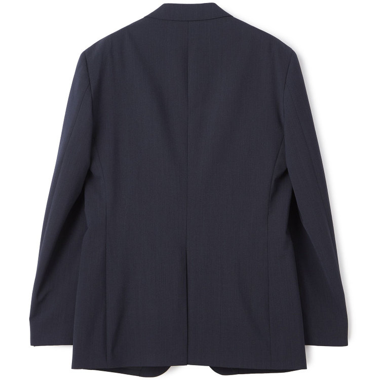 ブラックライン 【SLIM TAPERED_2】【春夏】2釦シングルスーツ 0タック/ネイビー×ヘアラインストライプ/ウエストシャーリング/4S SUSTAINABILITY&ECOLOGY FABRIC/ウォッシャブル/※パンツ裾上げ済仕様 紺中間
