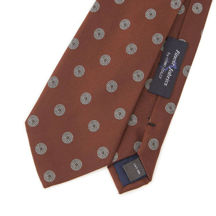 シルバーライン 【SILVER LINE】シルク小紋ネクタイ 8.5cm幅/ダークオレンジ/Finest fabrics by COMO ITALY その他