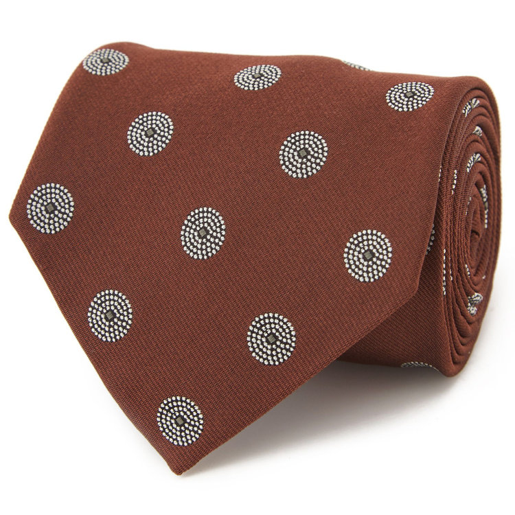 シルバーライン 【SILVER LINE】シルク小紋ネクタイ 8.5cm幅/ダークオレンジ/Finest fabrics by COMO ITALY その他