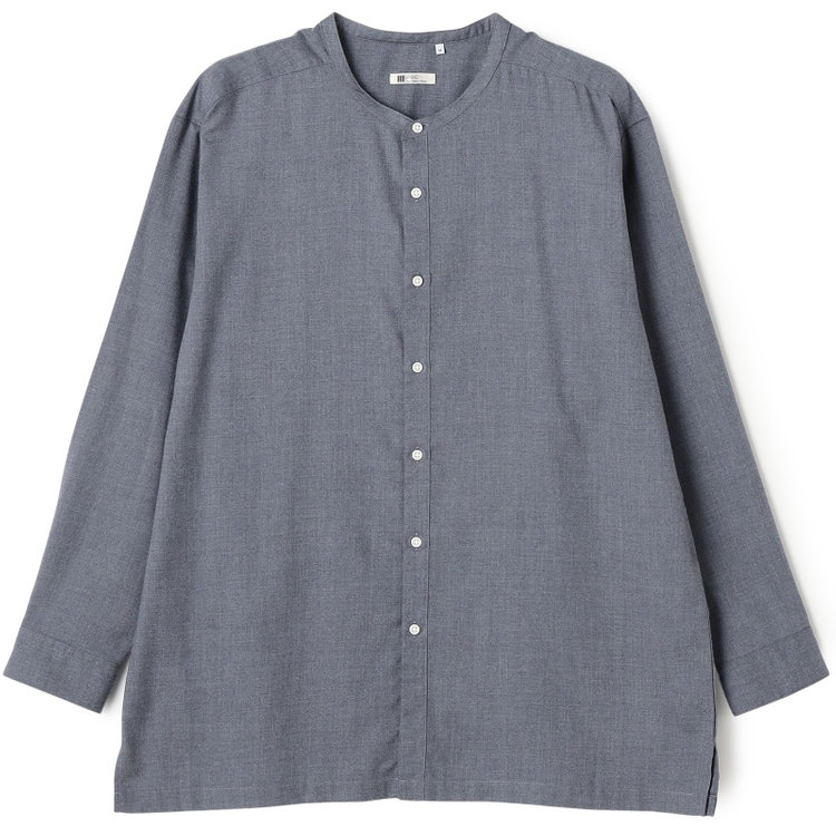 スーツセレクト 【RBC/長袖】バンドカラーシャツ/ネイビー 紺中間