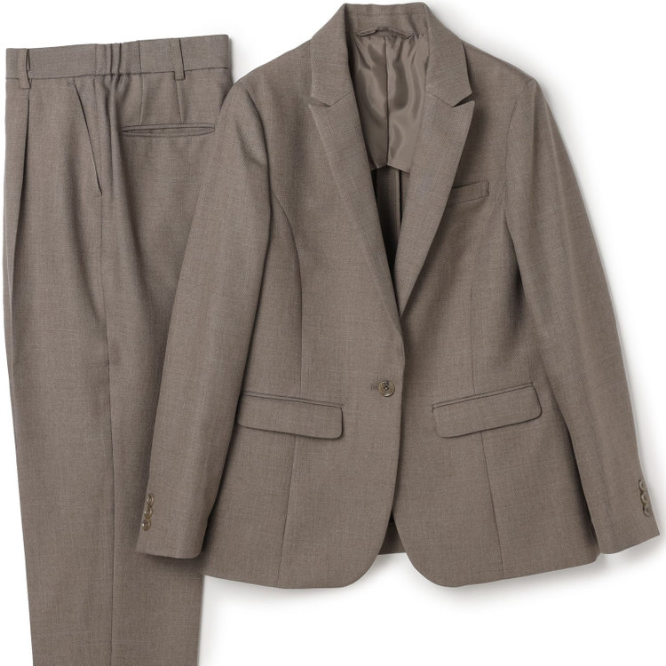 シルバーライン 【RELAX TAPERED_2】【秋冬】1釦シングルテーパードパンツスーツ/グレイッシュモカ/ウォッシャブル/4S SUSTAINABILITY&ECOLOGY FABRIC/※パンツ裾上げ済仕様 茶淡色