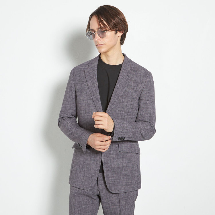 ブラックライン 【SLIM TAPERED_2】【春夏】2釦シングルスーツ 0タック/グレー/ウエストシャーリング/4S SUSTAINABILITY&ECOLOGY FABRIC/※パンツ裾上げ済仕様 グレー中間