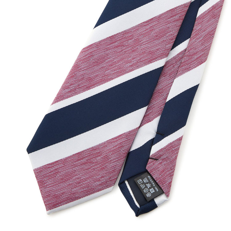 ブラックライン 【BLACK LINE】ポリエステルストライプネクタイ 7.5cm幅/ワイン×ネイビー×ホワイト/ウォッシャブル その他
