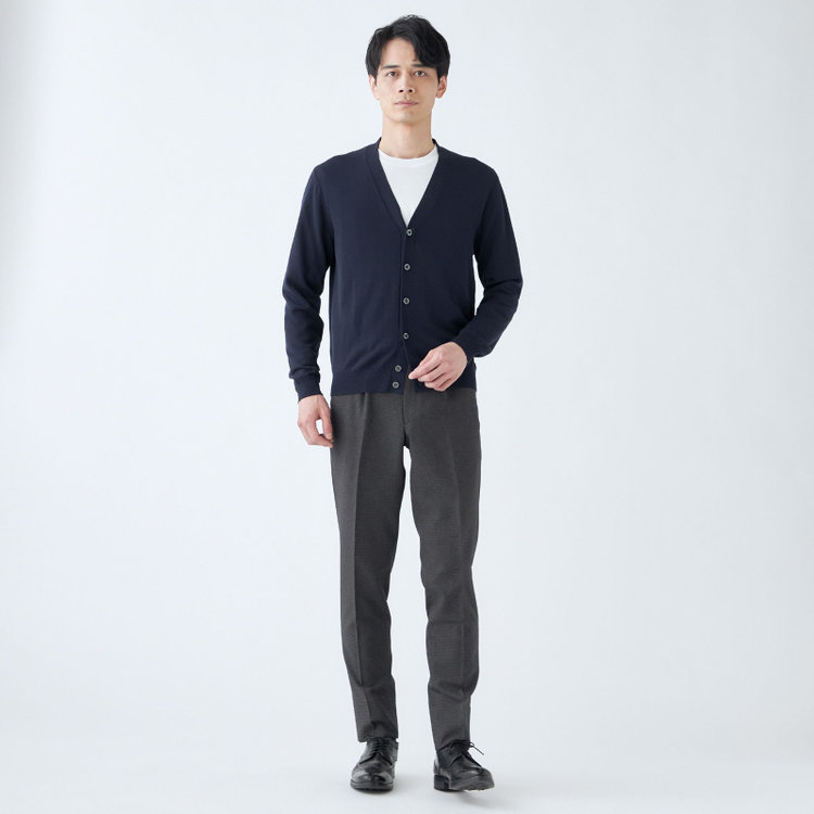 スーツセレクト 【RBC】【春夏】コットンレーヨンニットカーディガン/ネイビー 紺中間