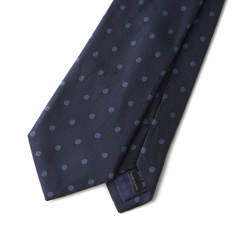 ブラックライン 【BLACK LINE】シルクコットンドットネクタイ 7.5cm幅/ネイビー/ITALIAN FABRICS その他
