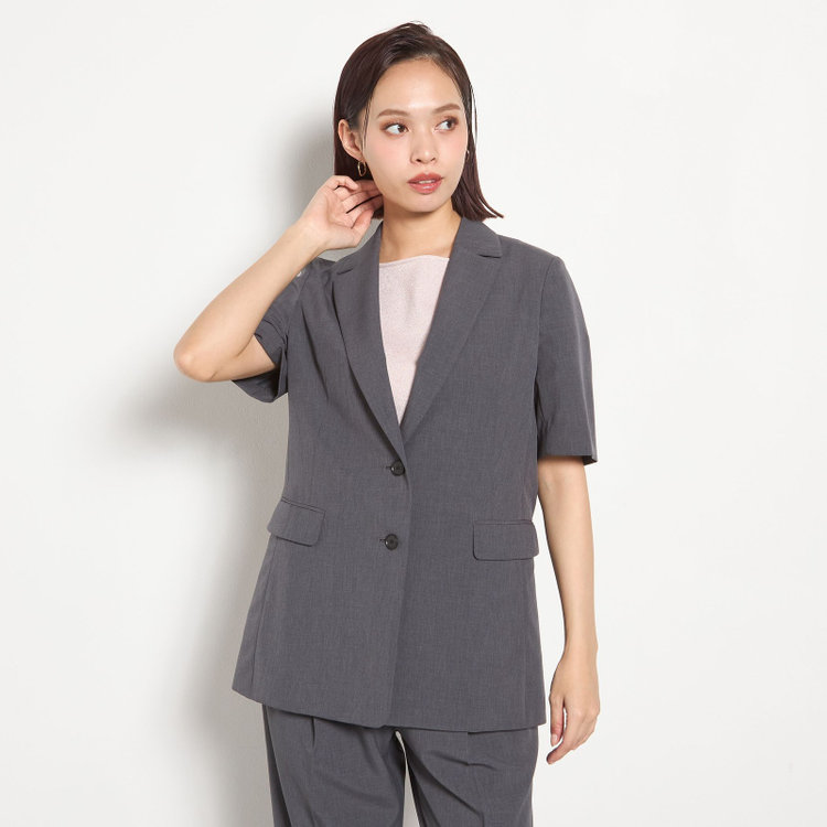 シルバーライン 【RELAX WIDE】【春夏】 2釦シングルジャケットワイドパンツスーツ/グレー/4S SUSTAINABILITY&ECOLOGY FABRIC/※パンツ裾上げ済仕様 グレー濃色