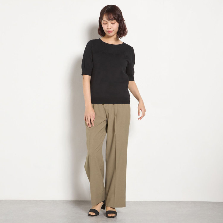 シルバーライン 【RELAX WIDE】【春夏】 2釦1掛けダブルジャケットワイドパンツスーツ/ベージュ/4S SUSTAINABILITY&ECOLOGY FABRIC/※パンツ裾上げ済仕様 茶中間