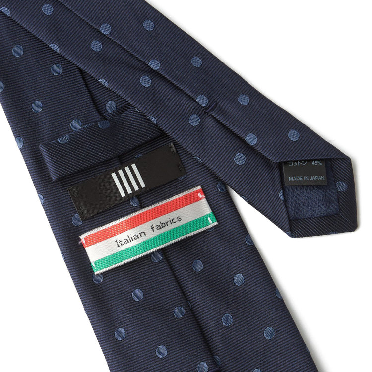 ブラックライン 【BLACK LINE】シルクコットンドットネクタイ 7.5cm幅/ネイビー/ITALIAN FABRICS その他