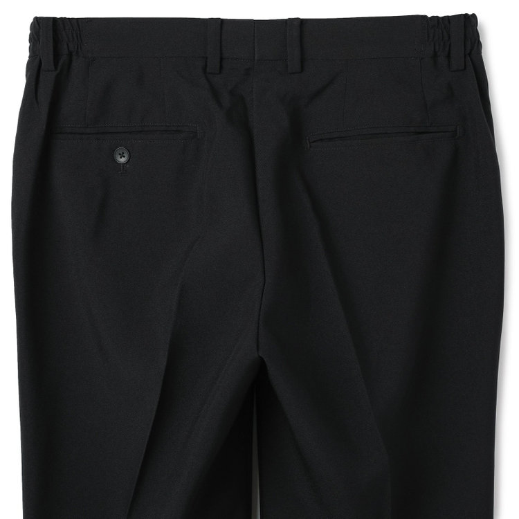 ブラックライン 【WEB限定】【発送在庫あり】【SLIM TAPERED】【年間】ウォッシャブル0タックテーパードパンツ/ブラック/ウエストシャーリング/裾上げ済仕様 黒