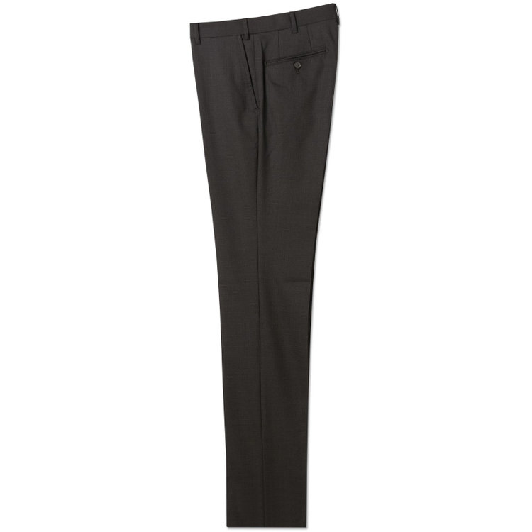 ブラックライン 【発送在庫あり】【SLIM TAPERED】【秋冬】ウールブレンドパンツ 0タック/ブラウン＆ブラック×ハウンドトゥース/ウォッシャブル/ウエストムーブ/※裾上げ必要 茶中間