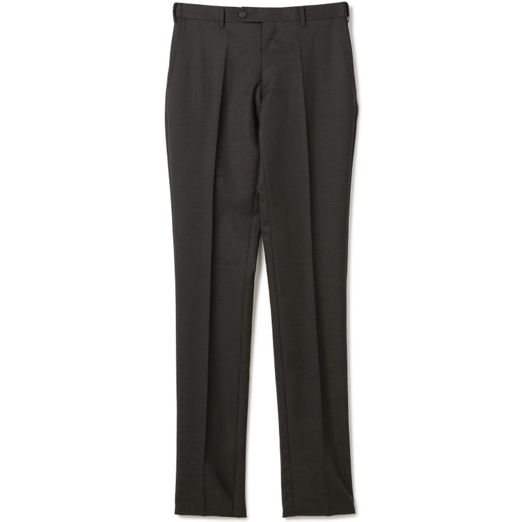 ブラックライン 【発送在庫あり】【SLIM TAPERED】【秋冬】ウールブレンドパンツ 0タック/ブラウン＆ブラック×ハウンドトゥース/ウォッシャブル/ウエストムーブ/※裾上げ必要 茶中間