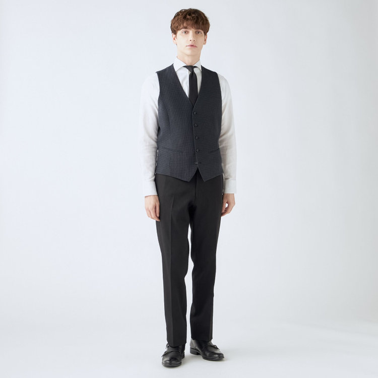 ソノタ 【WEB限定/OUTLET】【SL】ジレ(ベスト)/ネイビー×ハウンドトゥース/MOBILE HEAT 紺濃色