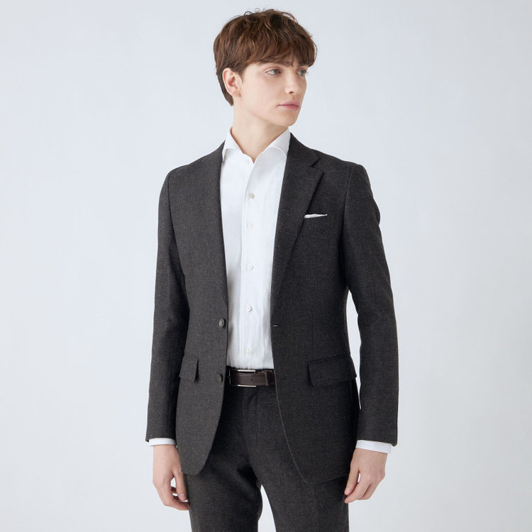 シルバーライン 【CLASSICO TAPERED】【秋冬】2釦シングルスーツ 1タック/ブラウン×グレンチェック/RE:NEWOOL/※裾上げ必要 茶中間