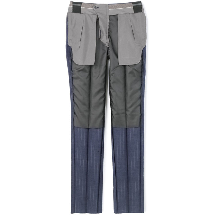 シルバーライン 【CLASSICO TAPERED】【春夏】6釦2掛けダブルスーツ 2タック/ネイビー×ストライプ/チェンジポケット/ウエストムーブ/NEW ZEALAND WOOL MIX/※裾上げ必要 青中間