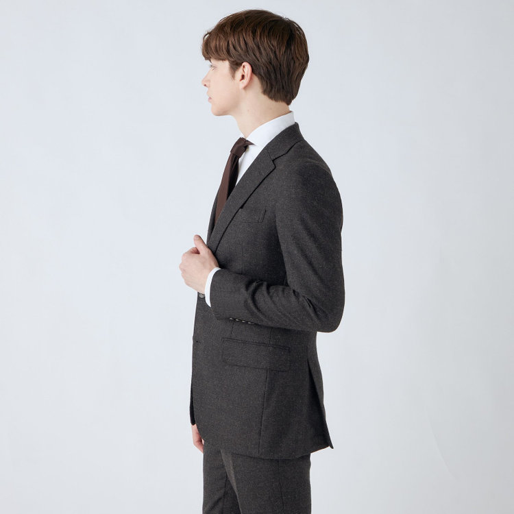 シルバーライン 【CLASSICO TAPERED】【秋冬】2釦シングルスーツ 1タック/ブラウン×グレンチェック/RE:NEWOOL/※裾上げ必要 茶中間