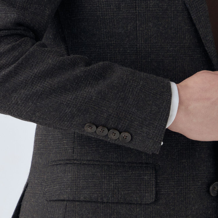 シルバーライン 【CLASSICO TAPERED】【秋冬】2釦シングルスーツ 1タック/ブラウン×グレンチェック/RE:NEWOOL/※裾上げ必要 茶中間
