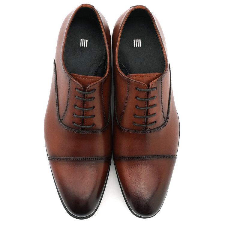 スーツセレクト ストレートチップドレスシューズ/ブラウン/牛革/セメント製法 茶中間