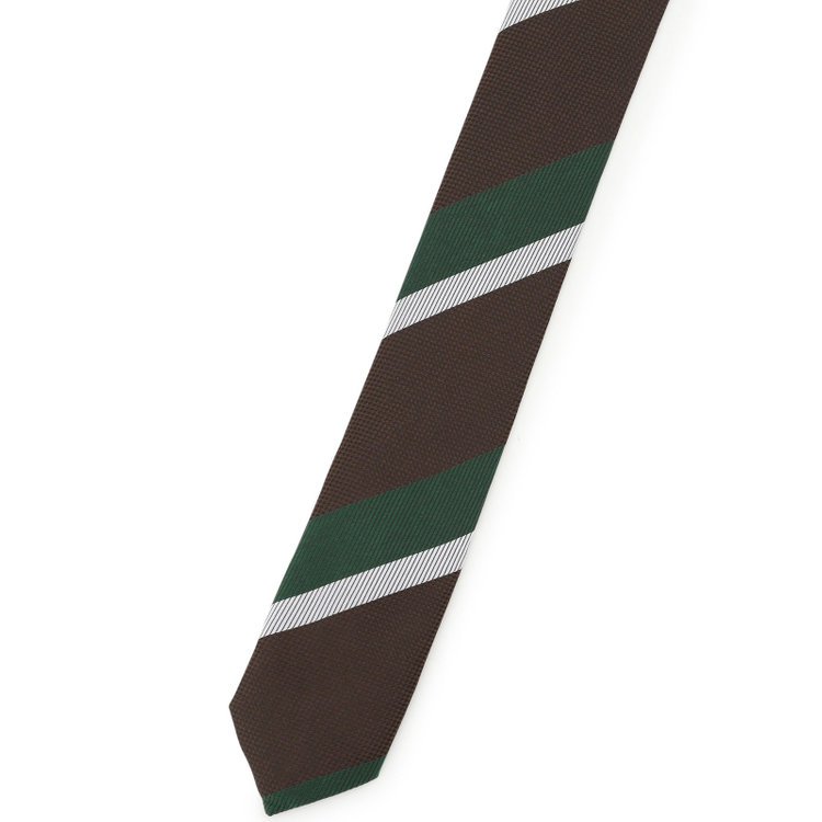 シルバーライン 【SILVER LINE】シルクブレンドストライプネクタイ 8.0cm幅/ブラウン×グリーン×シルバー その他
