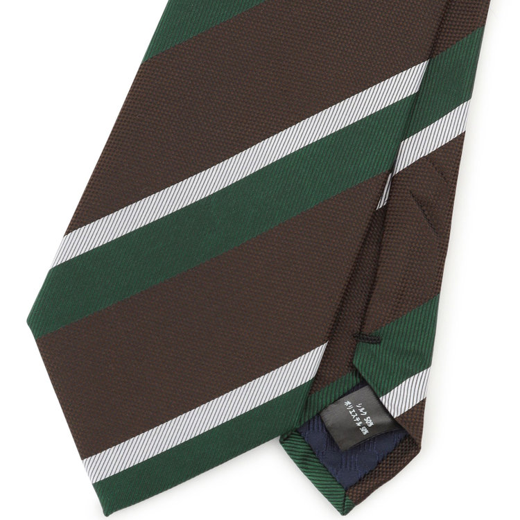 シルバーライン 【SILVER LINE】シルクブレンドストライプネクタイ 8.0cm幅/ブラウン×グリーン×シルバー その他
