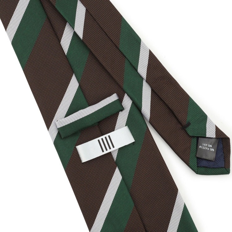シルバーライン 【SILVER LINE】シルクブレンドストライプネクタイ 8.0cm幅/ブラウン×グリーン×シルバー その他