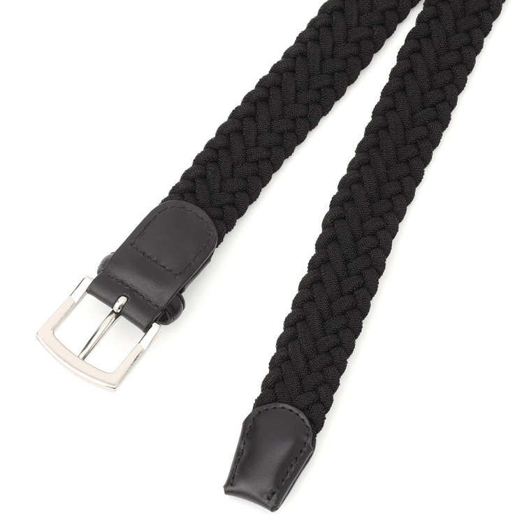 シルバーライン ピンバックルゴムメッシュベルト 3.0cm幅/ブラック(ウエスト88cmまで対応) 黒