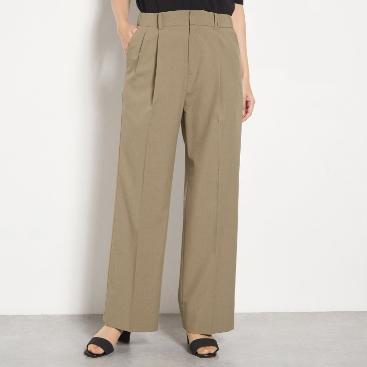 シルバーライン 【RELAX WIDE】【春夏】 2釦1掛けダブルジャケットワイドパンツスーツ/ベージュ/4S SUSTAINABILITY&ECOLOGY FABRIC/※パンツ裾上げ済仕様 茶中間