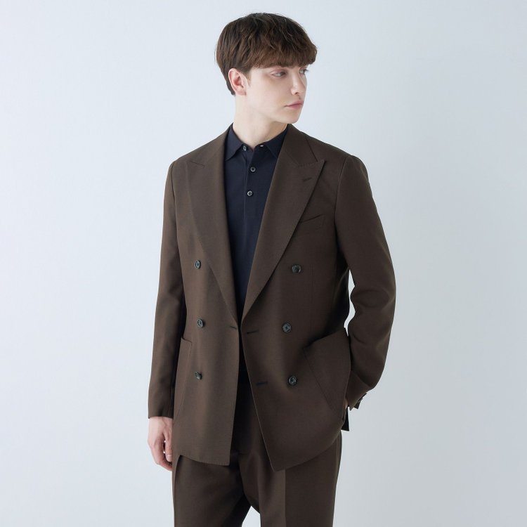 スーツセレクト 【RBC】【5分袖】コットンブレンドレトロポロシャツ/ネイビー/マシンウォッシャブル 紺中間