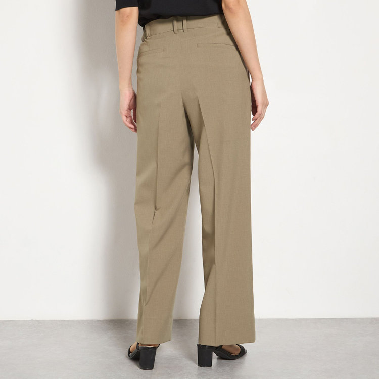シルバーライン 【RELAX WIDE】【春夏】 2釦1掛けダブルジャケットワイドパンツスーツ/ベージュ/4S SUSTAINABILITY&ECOLOGY FABRIC/※パンツ裾上げ済仕様 茶中間
