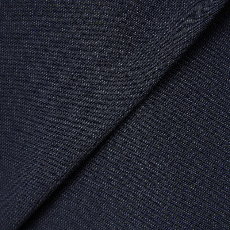 ブラックライン 【SLIM TAPERED_2】【春夏】2釦シングルスーツ 0タック/ネイビー×ヘアラインストライプ/ウエストシャーリング/4S SUSTAINABILITY&ECOLOGY FABRIC/ウォッシャブル/※パンツ裾上げ済仕様 紺中間