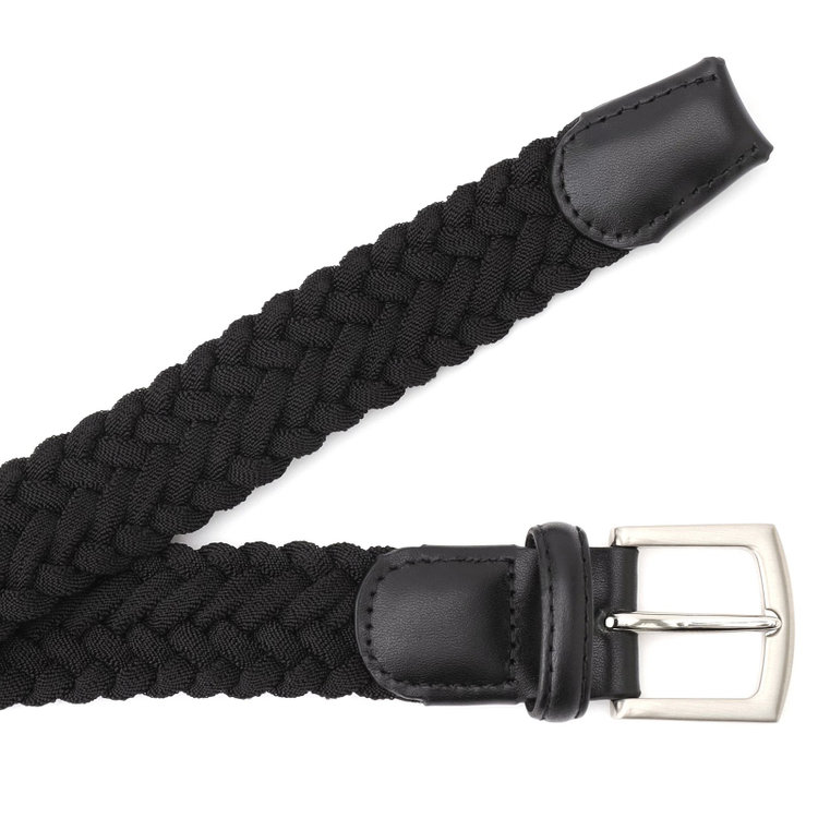 シルバーライン ピンバックルゴムメッシュベルト 3.0cm幅/ブラック(ウエスト88cmまで対応) 黒