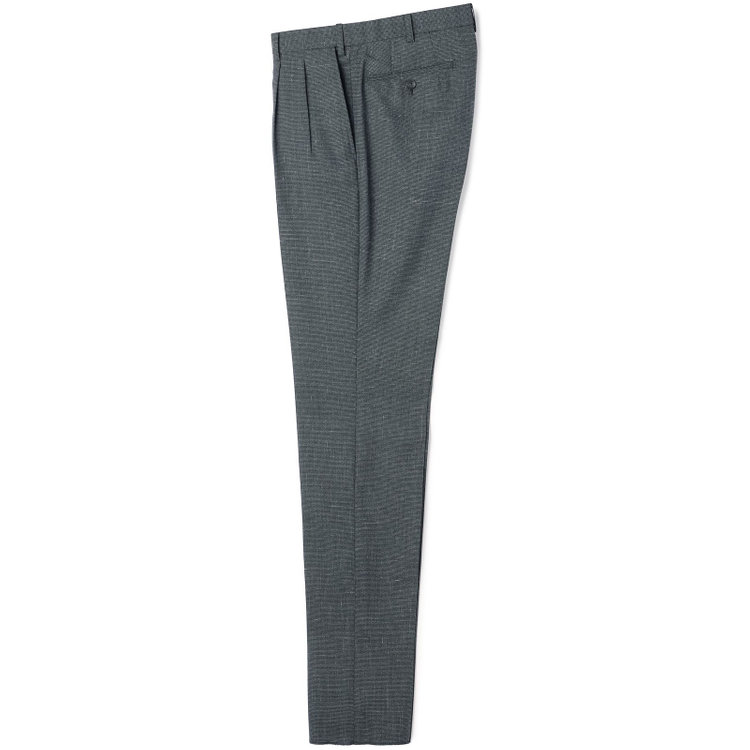 シルバーライン 【CLASSICO TAPERED】【春夏】3釦段返りシングルスーツ 2タック/カーキ×ハウンドトゥース/ウエストムーブ/NEW ZEALAND WOOL MIX/※裾上げ必要 黄淡色