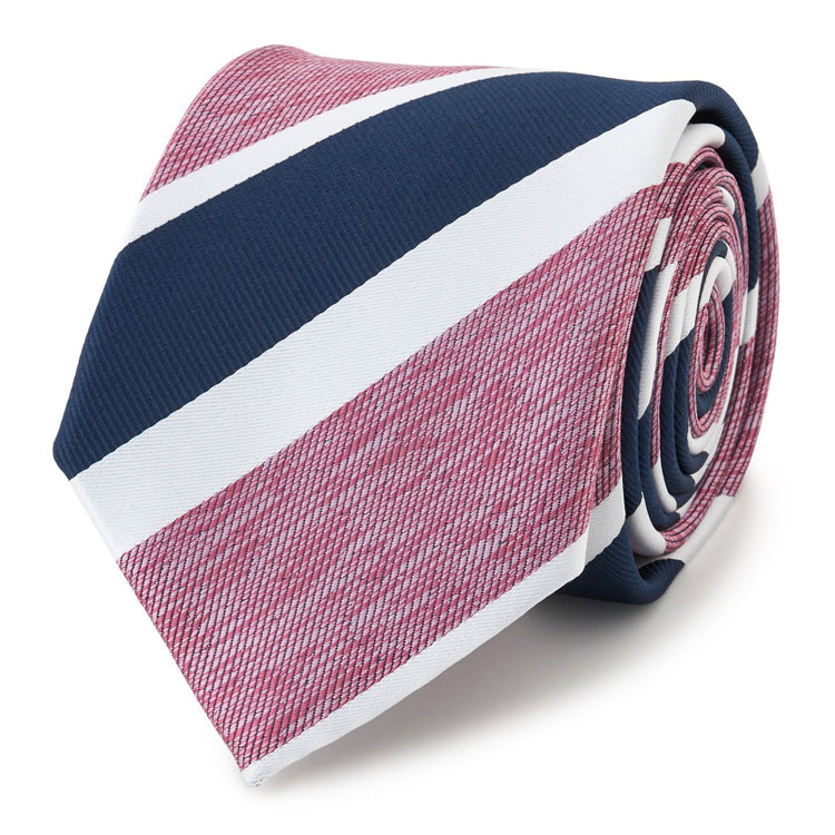 ブラックライン 【BLACK LINE】ポリエステルストライプネクタイ 7.5cm幅/ワイン×ネイビー×ホワイト/ウォッシャブル その他