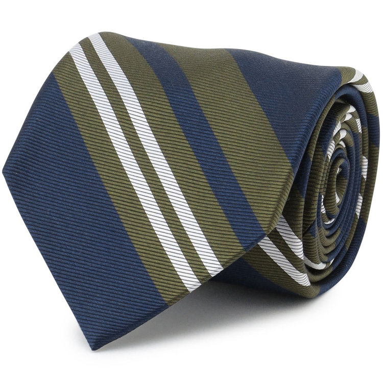 シルバーライン 【SILVER LINE】シルクストライプネクタイ 8.0cm幅/グリーン×ネイビー その他