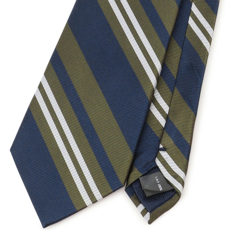 シルバーライン 【SILVER LINE】シルクストライプネクタイ 8.0cm幅/グリーン×ネイビー その他
