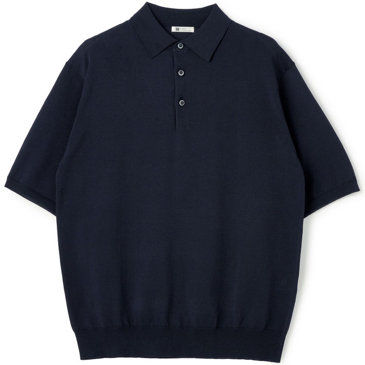 スーツセレクト 【RBC】【5分袖】コットンブレンドレトロポロシャツ/ネイビー/マシンウォッシャブル 紺中間