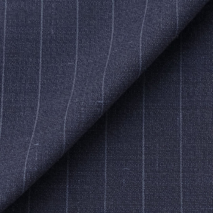 シルバーライン 【CLASSICO TAPERED】【春夏】6釦2掛けダブルスーツ 2タック/ネイビー×ストライプ/チェンジポケット/ウエストムーブ/NEW ZEALAND WOOL MIX/※裾上げ必要 青中間